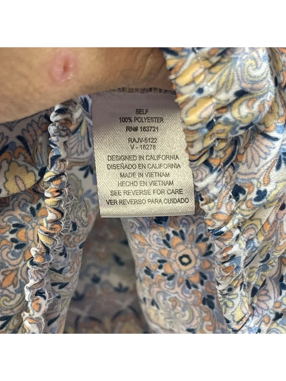 Kingston Grey Womens Off Shoulder Crop Top Medium Blue Yellow Floral Bell Sleeve